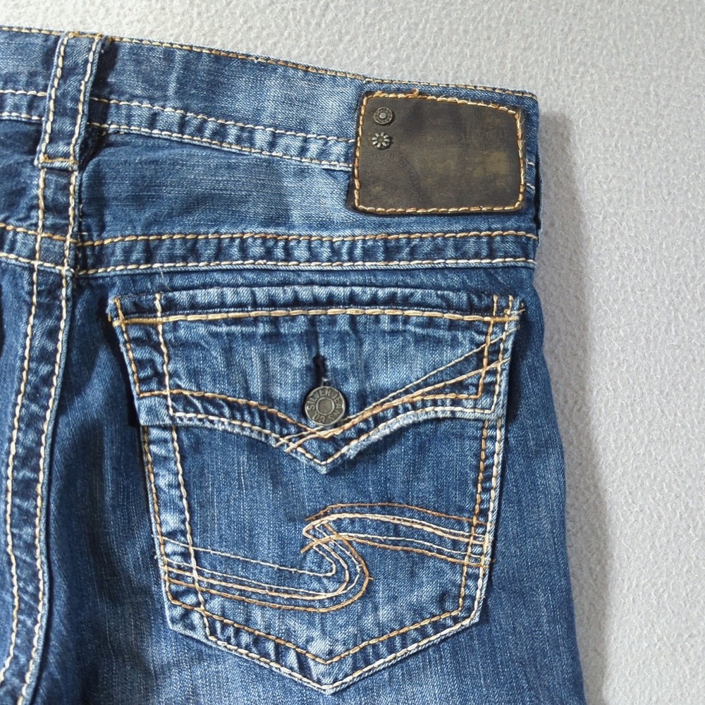 Silver Jeans Zac Flap Straight Mens 31x32 Blue Relaxed Fit Contrast Stitch Denim - Picture 9 of 12